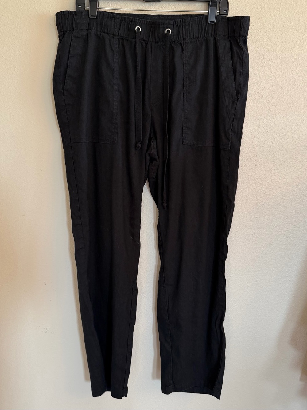Kut from the Kloth Black Linen Ankle Drawstring Pants